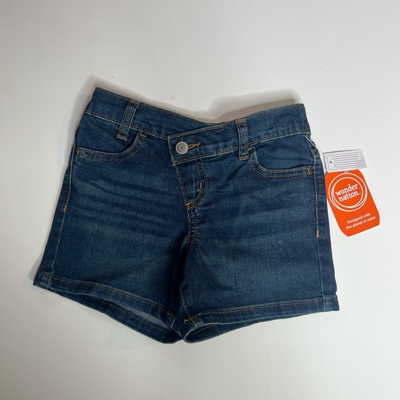 Wonder Nation Size 6 - 6X Girls 2pcs Yellow Top And Blue Denim shorts Set Peplum - Picture 8 of 11